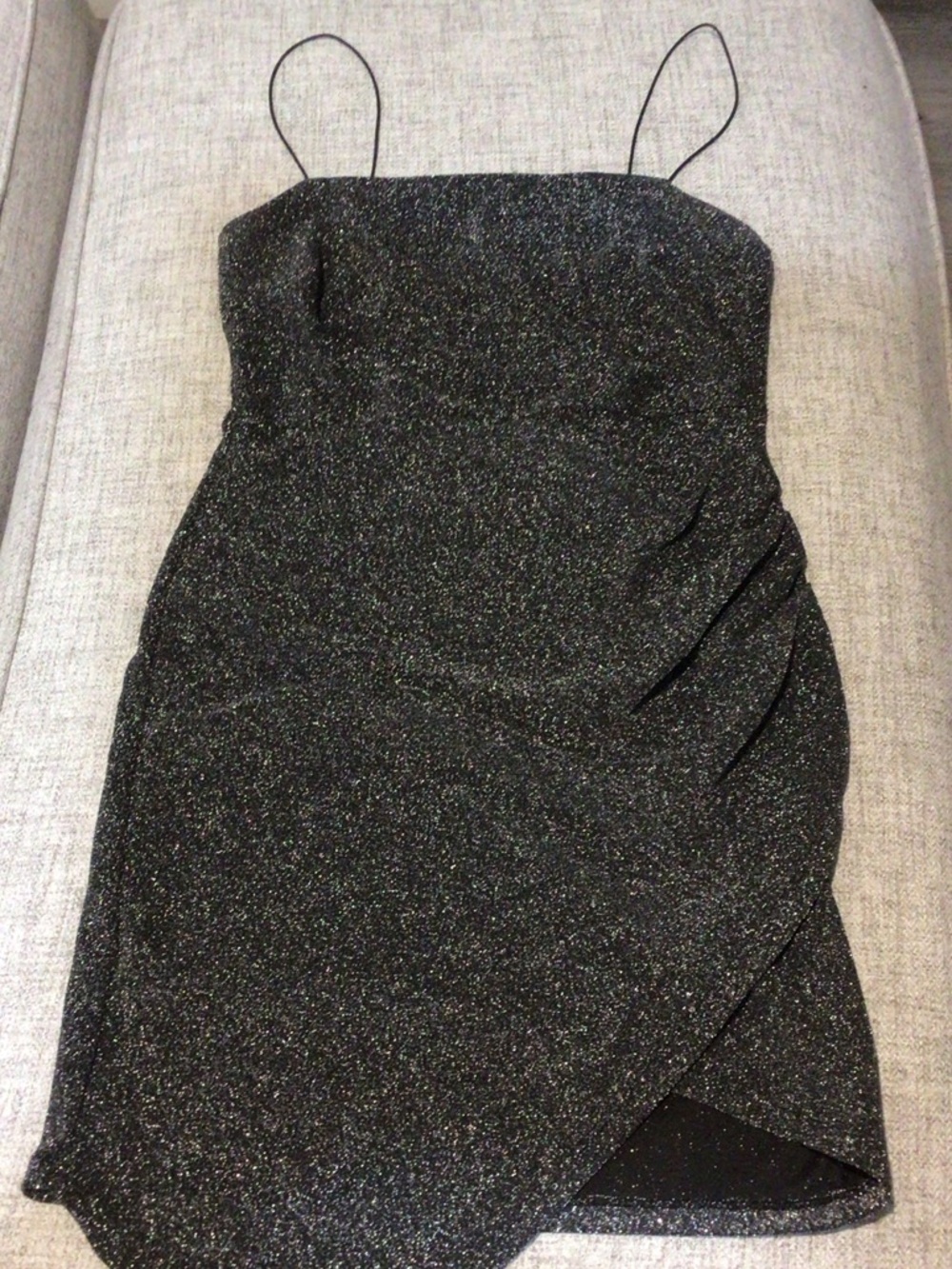 Black Sparkle Spaghetti-Strap Mini Dress - Brand Unspecified